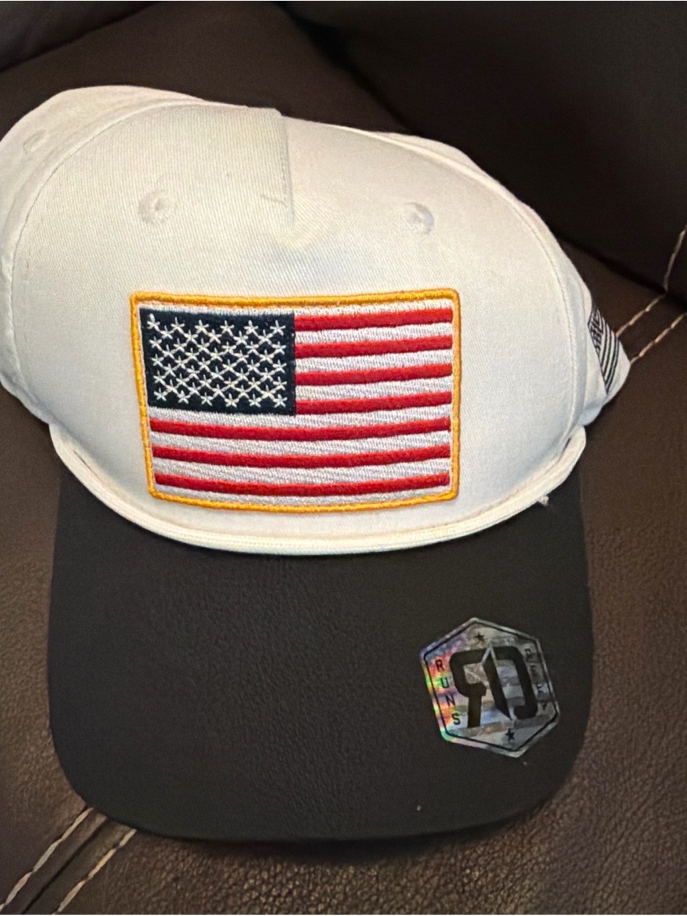 Runs Deep White and Black SnapBack with American Flag Patch Rope Tactical Cap